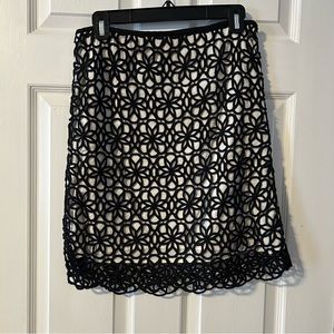 Anthropologie Postmark Dilated Lace Overlay Pencil Skirt with White Base size 4